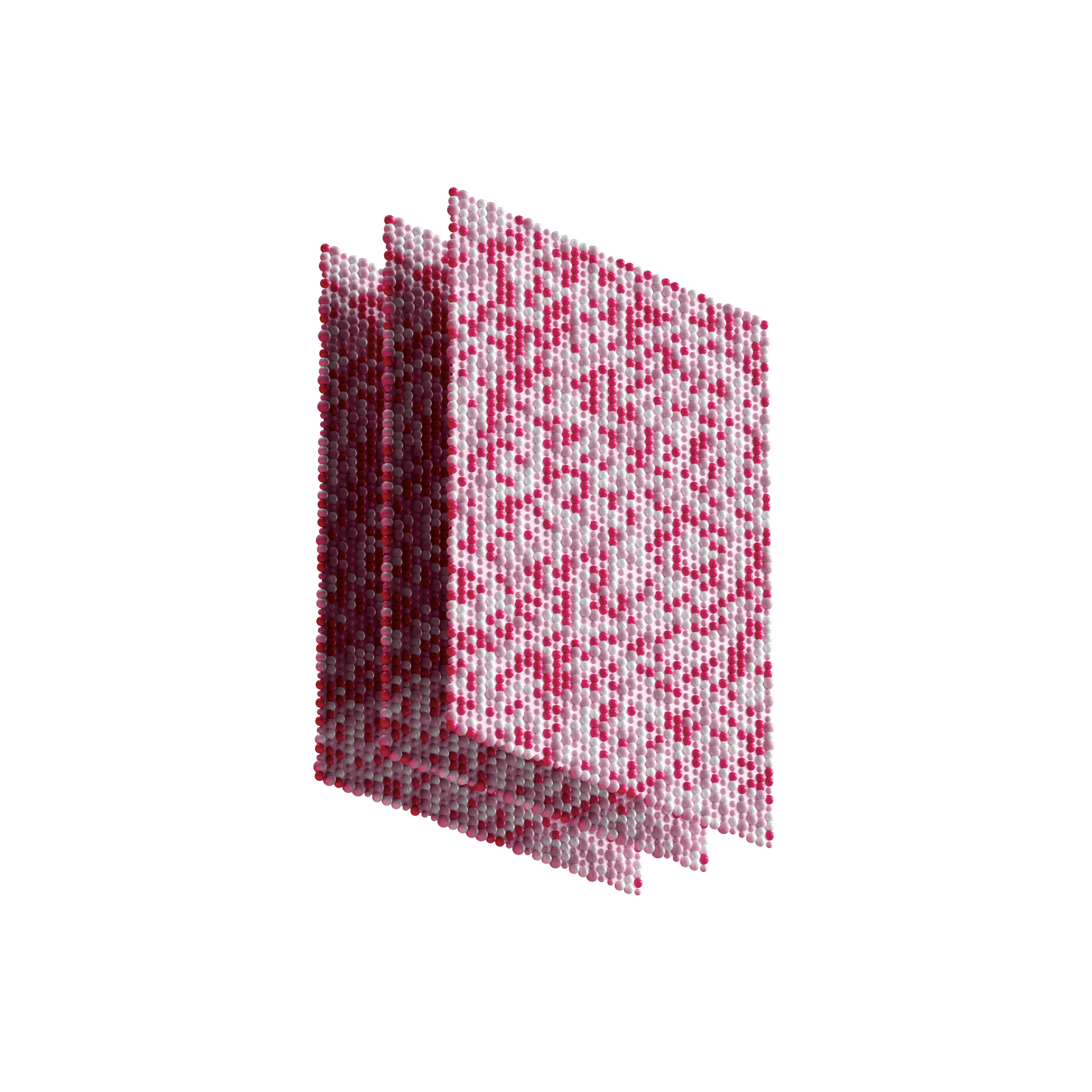 Three sheets made from pink and white balls
